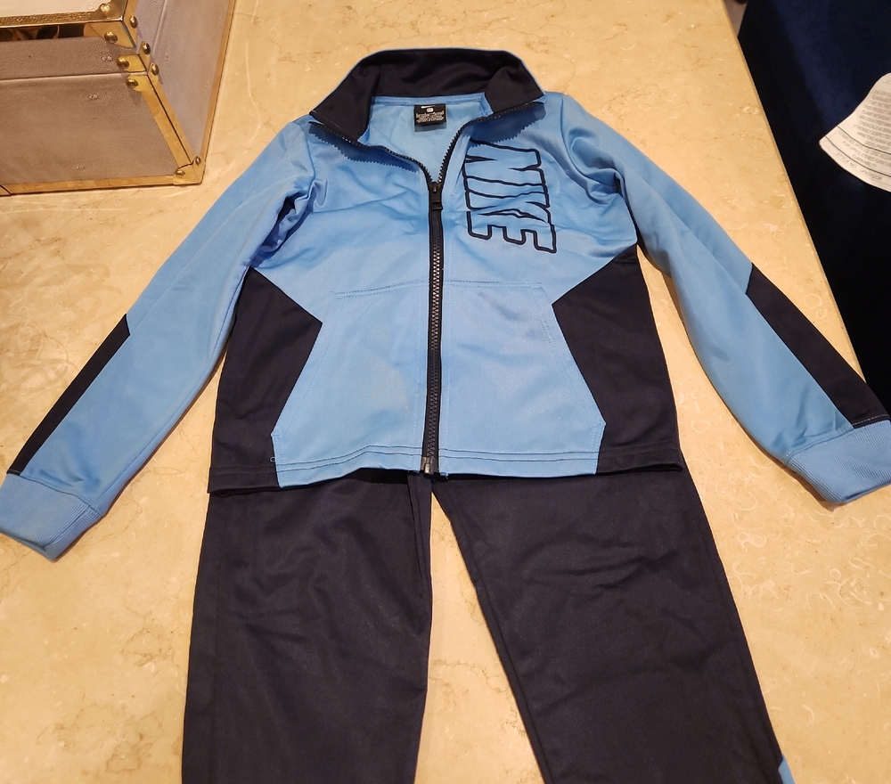 Nike Light Blue and Navy Kids Athletic Jacket & Pants Set
